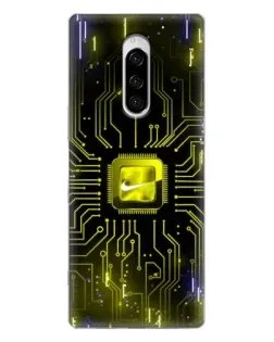Чехол для Sony Xperia 1 с картинкой «Nike — золотая искра»