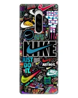 Чехол для Sony Xperia 1 с картинкой «Яркий коллаж Nike»