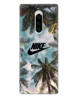 Чехол для Sony Xperia 1 с картинкой «Тропический принт Nike»