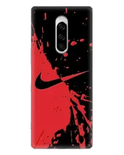 Чехол для Sony Xperia 1 с картинкой «Красные брызги Nike»