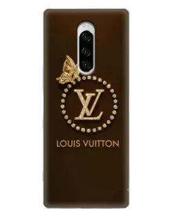 Чехол для Sony Xperia 1 с картинкой «LV — золотая печать»
