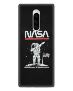 Чехол для Sony Xperia 1 с картинкой «NASA — шагаем по Луне»