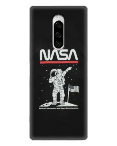 Чехол для Sony Xperia 1 с картинкой «NASA — шагаем по Луне»