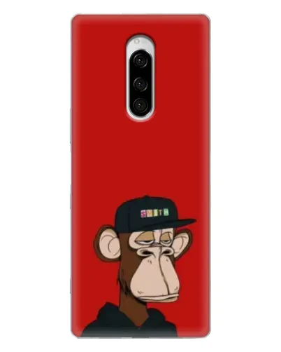 Чехол для Sony Xperia 1 с картинкой «Bored Ape — красный фон»