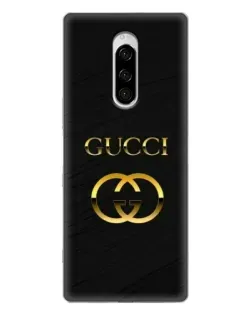 Чохол для Sony Xperia 1 з картинкою «Золотий логотип Gucci»