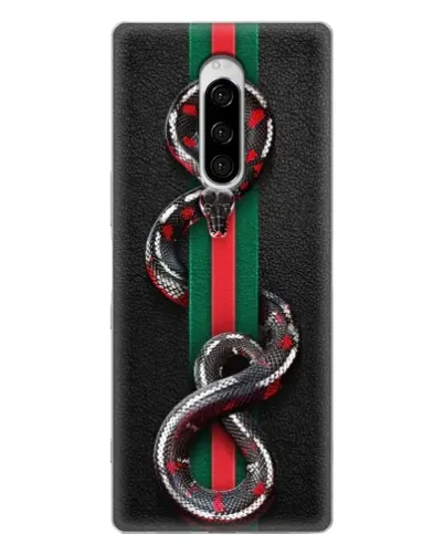 Чехол для Sony Xperia 1 с картинкой «Gucci — змея на полосе» Чехол для Sony Xperia 1 с картинкой «Gucci — змея на полосе»