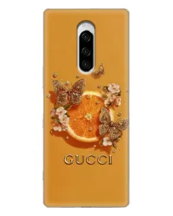Чохол для Sony Xperia 1 з картинкою «Gucci — золоті метелики»