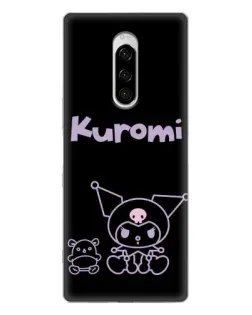 Чохол для Sony Xperia 1 з картинкою «Kuromi — чорний мінімалізм»