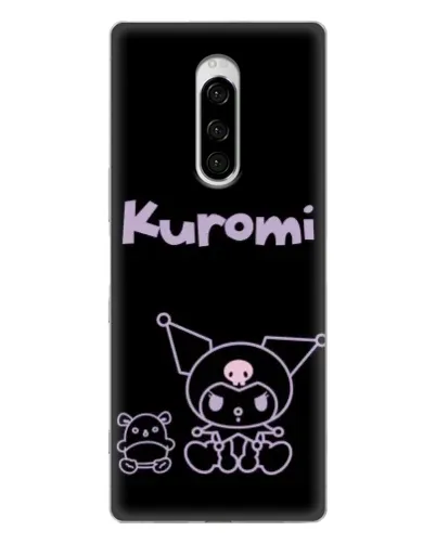Чехол для Sony Xperia 1 с картинкой «Kuromi — черный минимализм»