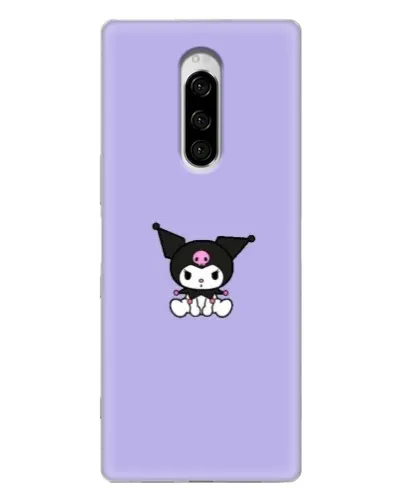 Чехол для Sony Xperia 1 с картинкой «Kuromi — фиолетовый минимализм»