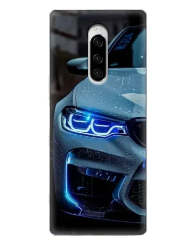 Чехол для Sony Xperia 1 с картинкой «Взгляд BMW с синими фарами»