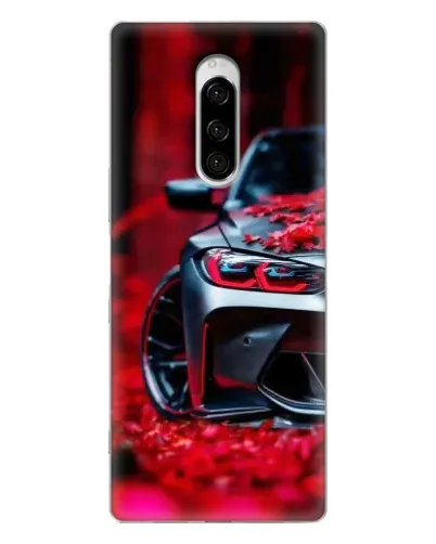 Чехол для Sony Xperia 1 с картинкой «Спортивная BMW и цветы»