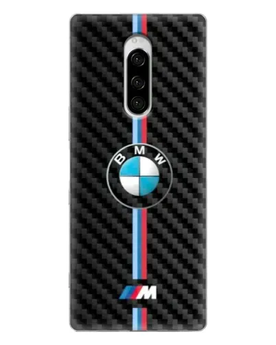 Чехол для Sony Xperia 1 с картинкой «Эмблема BMW и карбон»