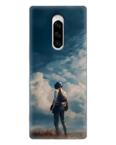 Чехол для Sony Xperia 1 с картинкой «Герой PUBG на скале»