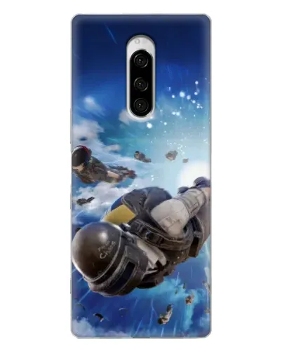 Чехол для Sony Xperia 1 с картинкой «Десант PUBG — прыжок»