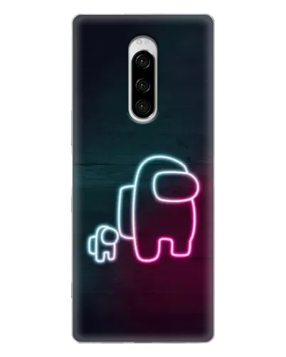 Чехол для Sony Xperia 1 с картинкой «Among Us неон-арт»