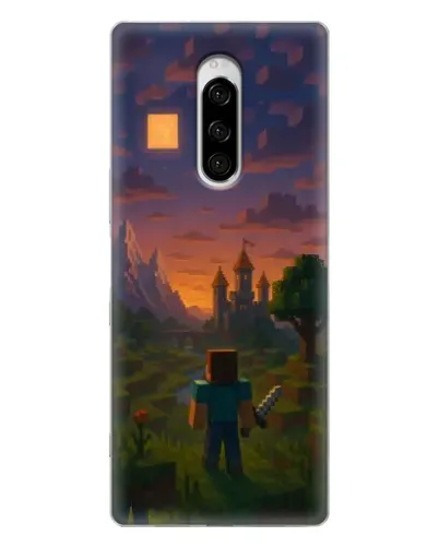 Чехол для Sony Xperia 1 с картинкой «Стив у башни» Чехол для Sony Xperia 1 с картинкой «Стив у башни»