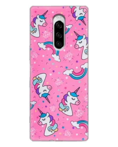 Чехол для Sony Xperia 1 с картинкой «Unicorn паттерн розовый»