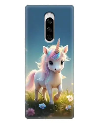 Чехол для Sony Xperia 1 с картинкой «Единорог на поляне»