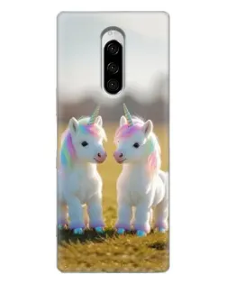 Чехол для Sony Xperia 1 с картинкой «Пара единорогов»