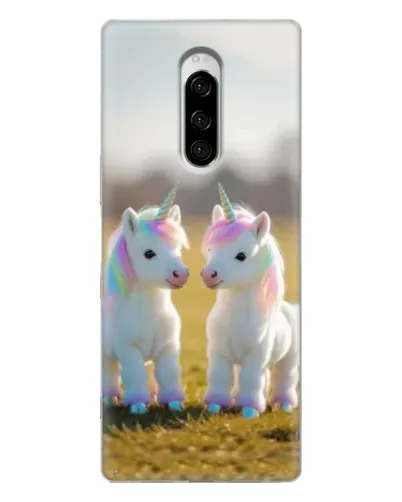 Чехол для Sony Xperia 1 с картинкой «Пара единорогов»