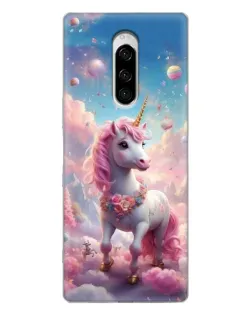 Чехол для Sony Xperia 1 с картинкой «Единорог среди облаков»
