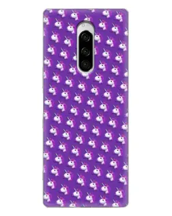 Чехол для Sony Xperia 1 с картинкой «Единороги на фиолетовом»