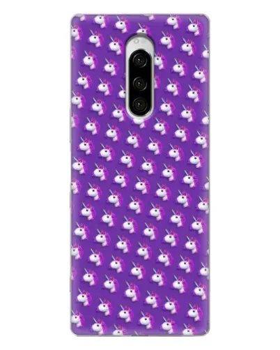 Чехол для Sony Xperia 1 с картинкой «Единороги на фиолетовом»