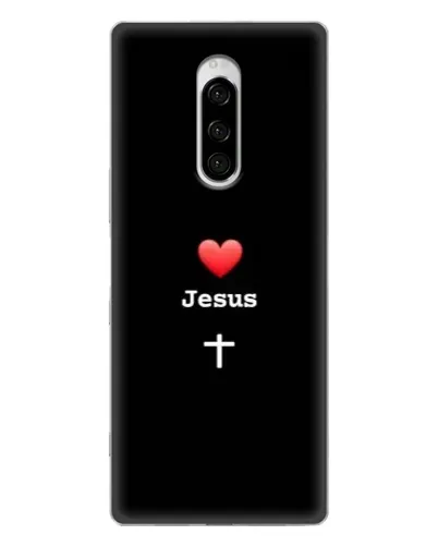 Чехол для Sony Xperia 1 с картинкой «Сердце - Jesus»