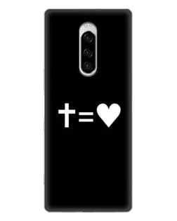 Чехол для Sony Xperia 1 с картинкой «Крест и Сердце»