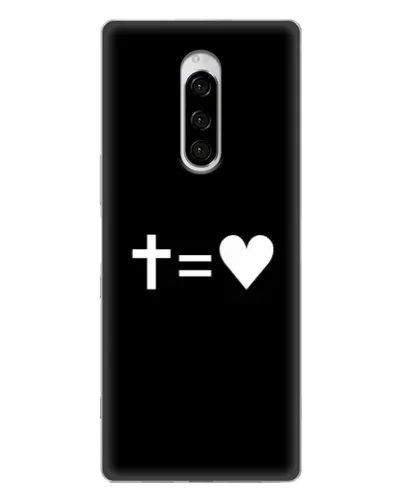 Чехол для Sony Xperia 1 с картинкой «Крест и Сердце»