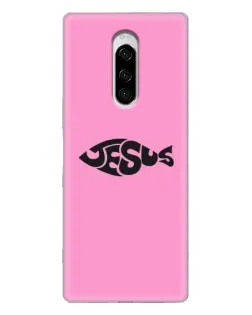 Чехол для Sony Xperia 1 с картинкой «Розовый символ  Jesus»
