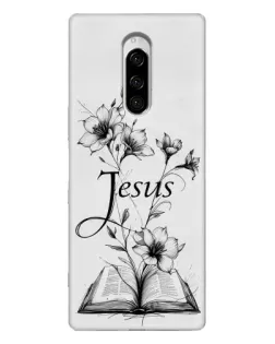 Чехол для Sony Xperia 1 с картинкой «Цветы и Библия»