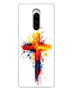Чехол для Sony Xperia 1 с картинкой «Акварельный крест»