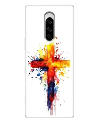 Чехол для Sony Xperia 1 с картинкой «Акварельный крест»