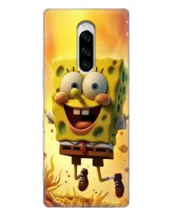 Чехол для Sony Xperia 1 с картинкой «Губка Боб прыгает»