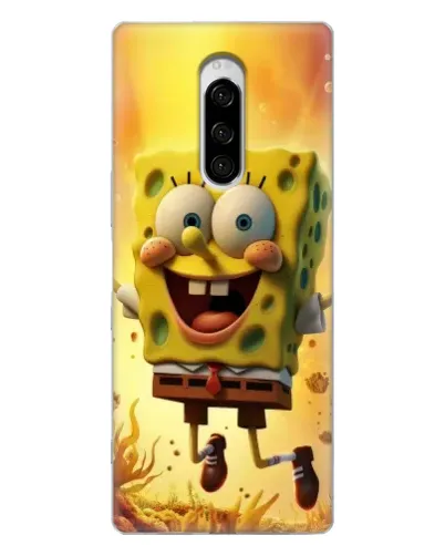 Чехол для Sony Xperia 1 с картинкой «Губка Боб прыгает»