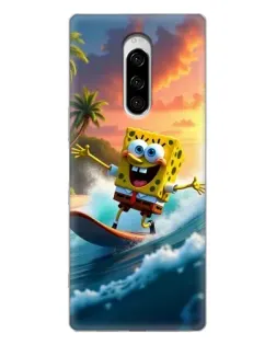 Чехол для Sony Xperia 1 с картинкой «Губка Боб серфингист»