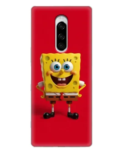 Чехол для Sony Xperia 1 с картинкой «Спанч Боб на красном»