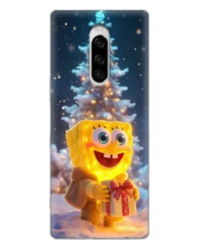 Чехол для Sony Xperia 1 с картинкой «Рождественский Спанч Боб»
