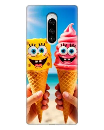 Чехол для Sony Xperia 1 с картинкой «Спанч Боб мороженое»