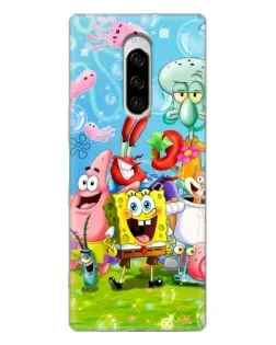 Чехол для Sony Xperia 1 с картинкой «Губка Боб и друзья»