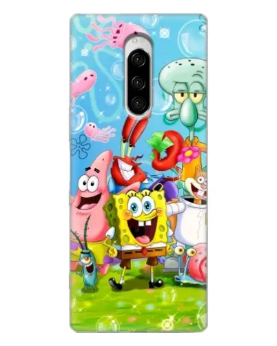 Чехол для Sony Xperia 1 с картинкой «Губка Боб и друзья» Чехол для Sony Xperia 1 с картинкой «Губка Боб и друзья»