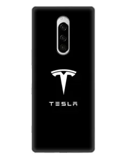 Чехол для Sony Xperia 1 с картинкой «Tesla White Logo»