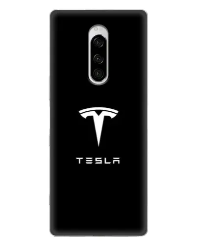 Чехол для Sony Xperia 1 с картинкой «Tesla White Logo»