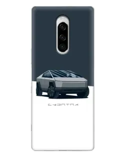 Чехол для Sony Xperia 1 с картинкой «Серебристый Cybertruck Tesla»