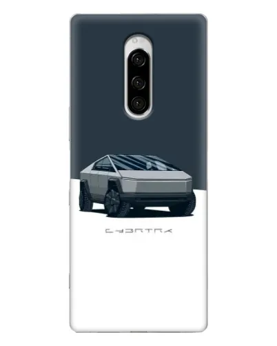 Чехол для Sony Xperia 1 с картинкой «Серебристый Cybertruck Tesla»