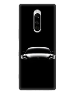 Чехол для Sony Xperia 1 с картинкой «Фары Tesla Night»