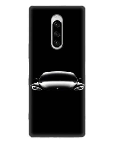 Чехол для Sony Xperia 1 с картинкой «Фары Tesla Night»
