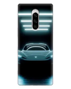 Чехол для Sony Xperia 1 с картинкой «Tesla в неоне»